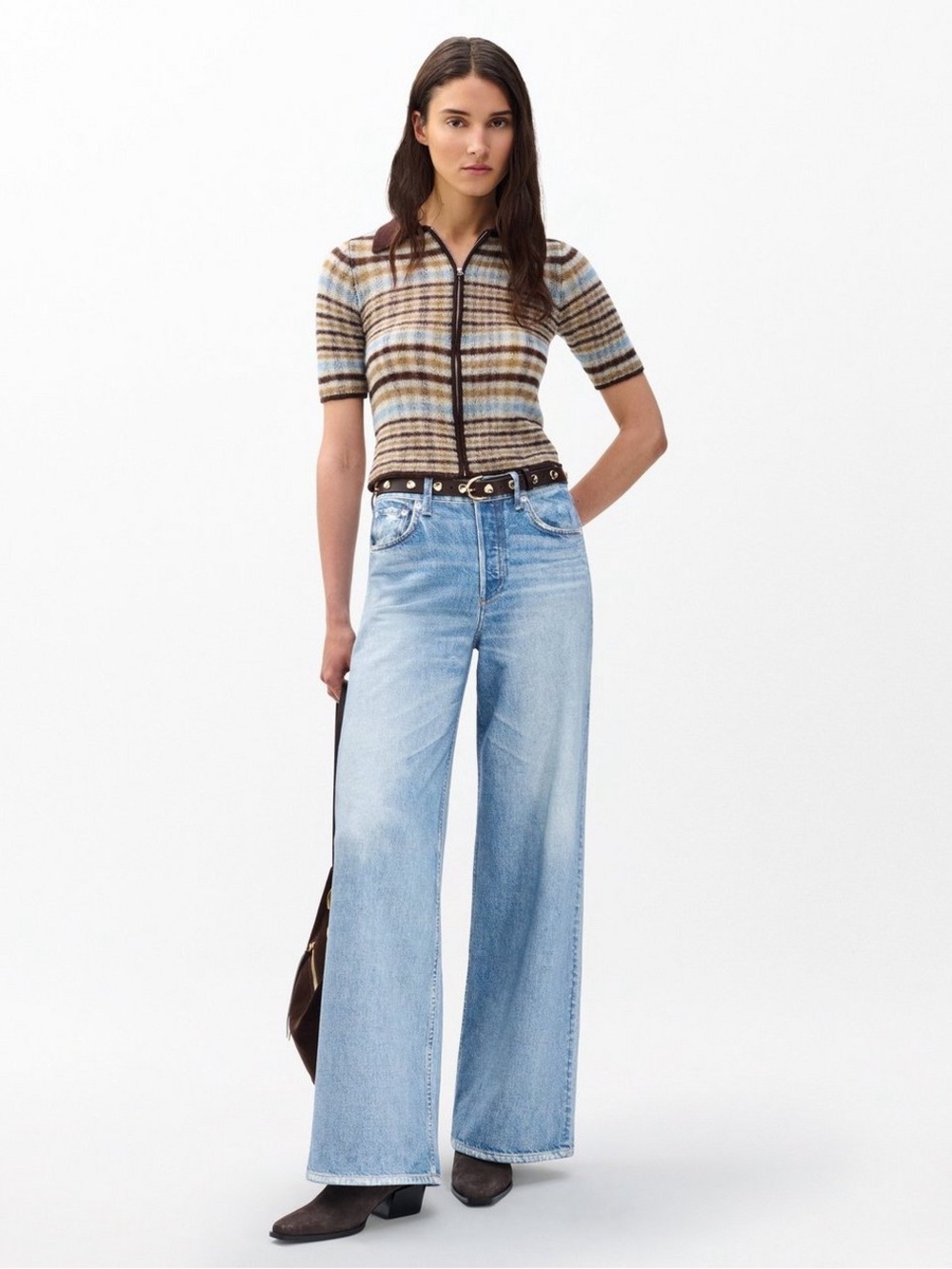 NWT rag & bone Miramar Sofie Wide-Leg Pant Cotton Sweatpant Jean Raily Blue 26